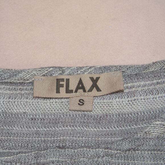 Flax Gray Striped Linen Lagenlook 3/4 Sleeve Dress - Picture 7 of 9